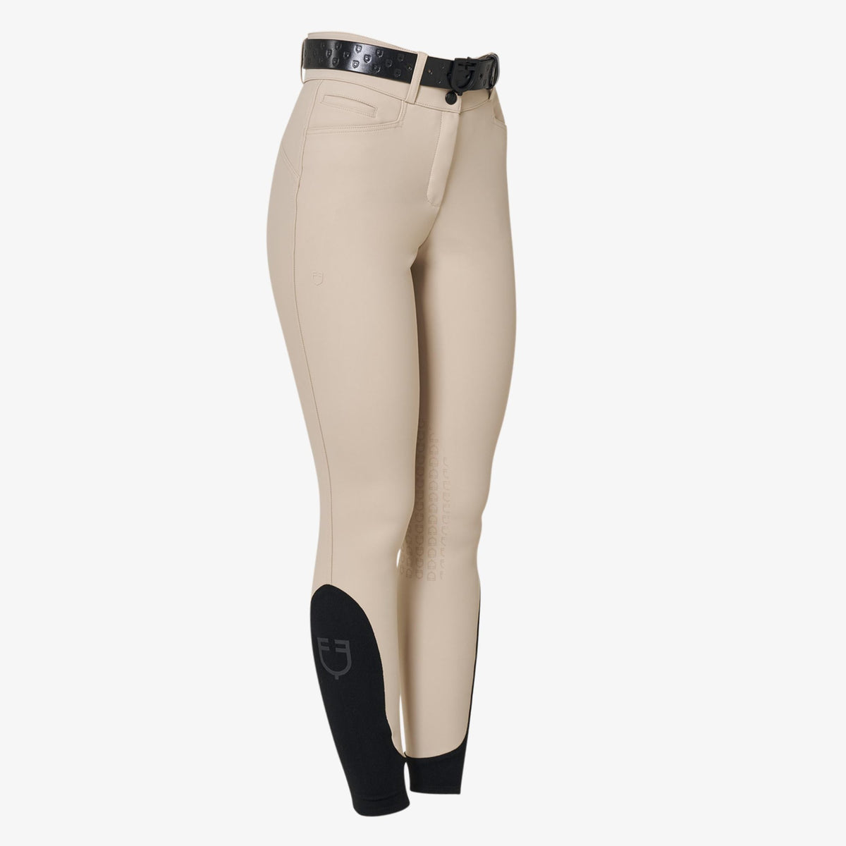 Equestro Women's Hunter Knee Grip Breeches - Beige, back | Malvern Saddlery