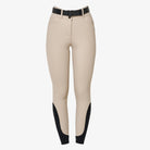 Equestro Women's Hunter Knee Grip Breeches - Beige, front | Malvern Saddlery