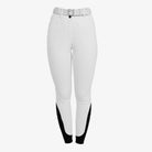 Equestro Women's Hunter Knee Grip Breeches - White, front | Malvern Saddlery