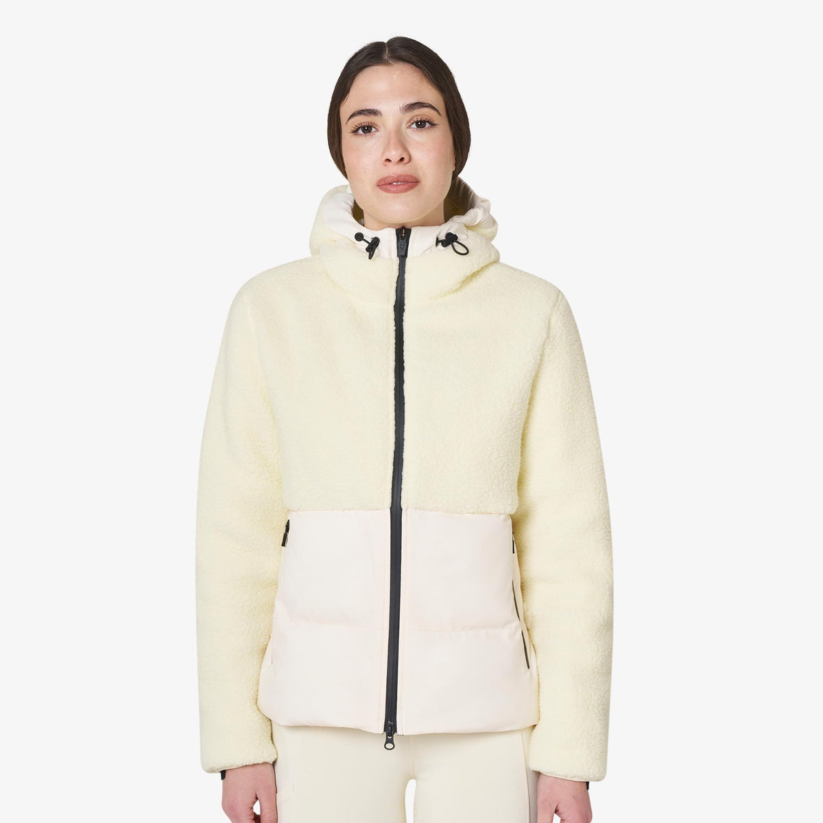 Equestro Women's Teddy Hybrid Jacket - Antique White, front | Malvern Saddlery