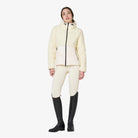 Equestro Women's Teddy Hybrid Jacket - Antique White, full length with breeches and boots | Malvern Saddlery