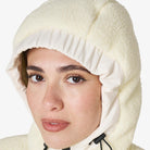 Equestro Women's Teddy Hybrid Jacket - Antique White, hood close-up | Malvern Saddlery