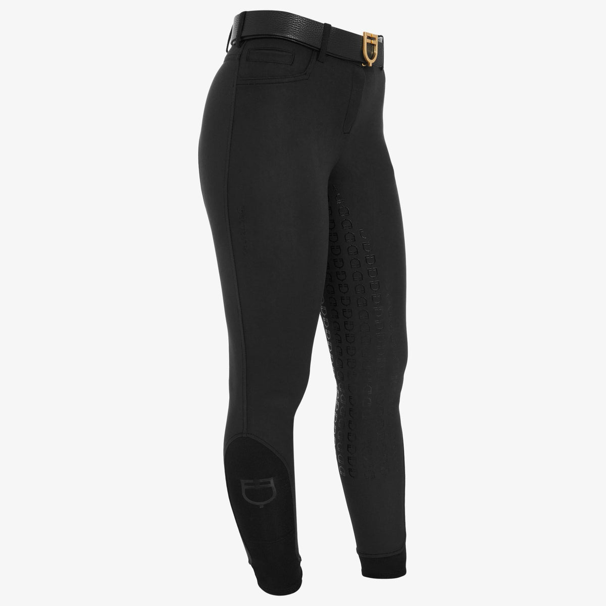 Equestro Women's Fleece-Lined Full Grip Breeches - Black, side | Malvern Saddlery