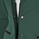 Equestro Women's Competition Jacket in Pine Grove hidden zip and snap closure close up
