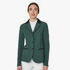 Equestro Women's Competition Jacket with Zip and Buttons in Pine Grove front view