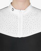Equestro Women's Crystal Polo Show Shirt; rhinestones on chest detail | Short Sleeved Competition Shirts | Malvern Saddlery