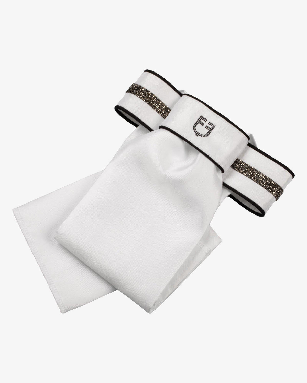 Equestro Impero Crystal Stock Tie - White/Black | Malvern Saddlery
