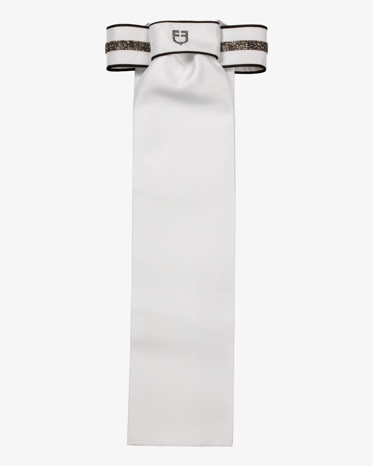 Equestro Impero Crystal Stock Tie - White/Black; extended | Malvern Saddlery