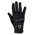Equestro Multicolor Logo Technical Riding Glove in Black and White with Velcro Wrist Closure