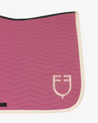 Equestro Wave Dressage Saddle Pad - Rose Pink/Antique White; back logo detail | Malvern Saddlery
