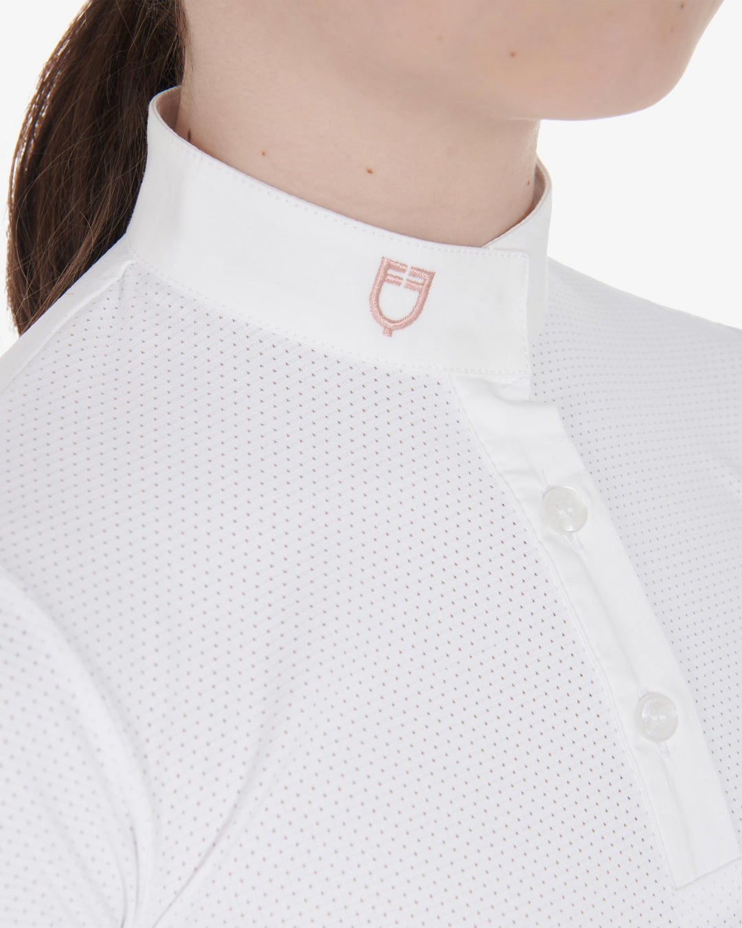 Equestro Girls Clara Slim Fit Competition Polo Shirt - White | Malvern Saddlery
