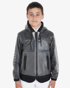 Equestro Young Rider Unisex Raincoat - shown on boy wearing show coat under, white breeches  | Children's Riding Apparel | Malvern Saddlery