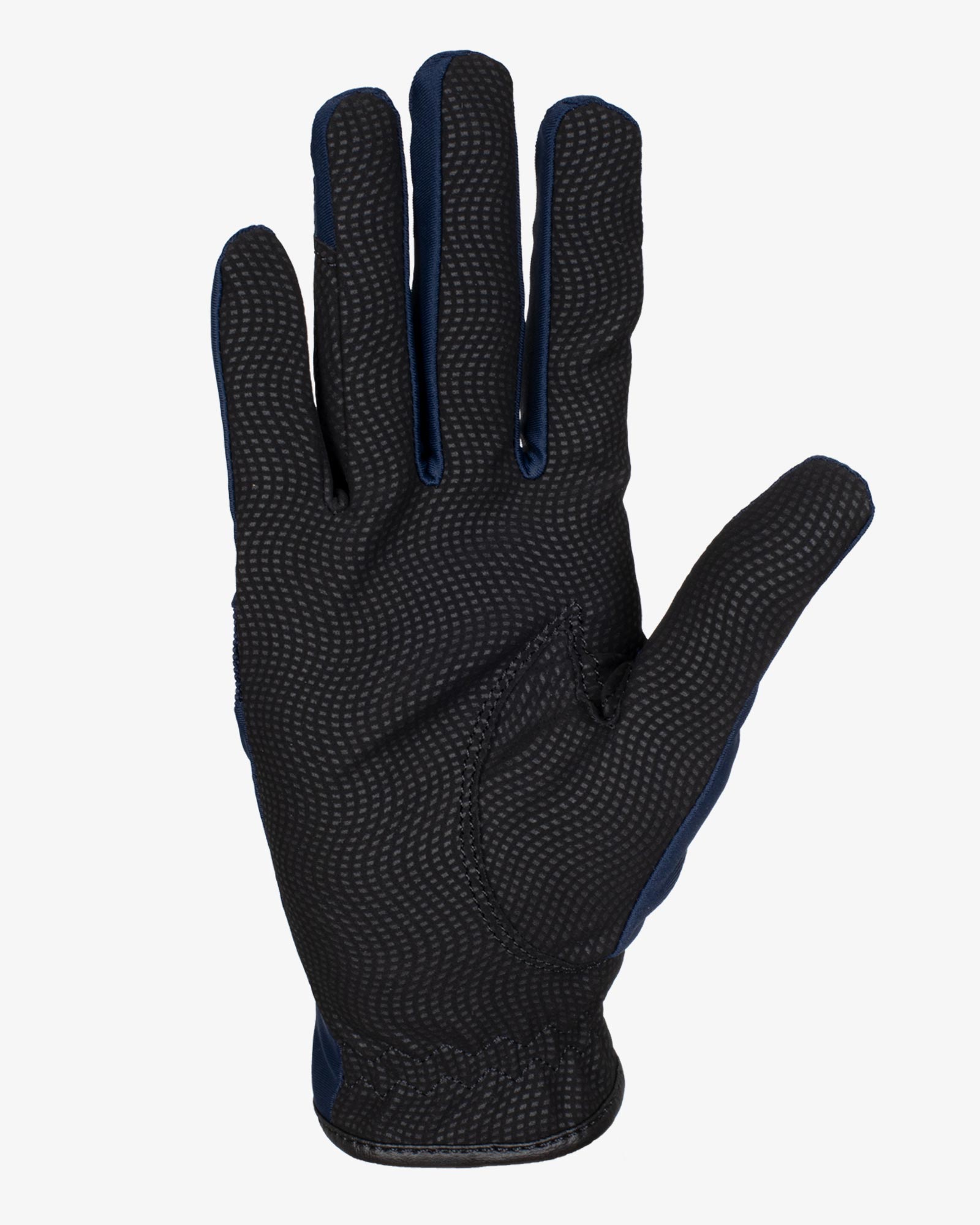 Equestro Logo Technical Riding Gloves - Navy/White; palm view [black] | Malvern Saddlery
