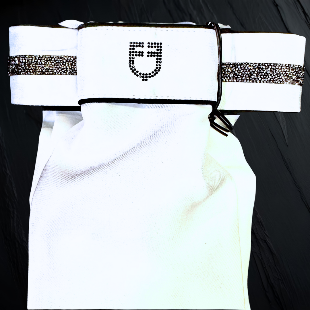 Equestro Impero Crystal Stock Tie - White/Black | Malvern Saddlery