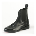 EquiStar ladies all-weather zip paddock boot in black showing classic punched toe cap and durable synthetic leather construction.