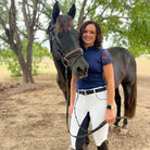 Halter Ego Full Seat High Waist Evolution Breeches - White/Navy | Malvern Saddlery