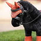 LeMieux Toy Pony Crochet Fly Bonnet - Apricot, shown on 'Skye' with black bridle | Malvern Saddlery