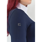 For Horses Aliyah Women's Long Sleeve Show Shirt in Navy sleeve logo detail