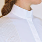 For Horses Daphne Women's Short Sleeve Show Shirt in Taupe collar detail