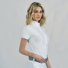 For Horses Daphne Women's Short Sleeve Show Shirt in White front view