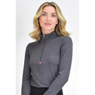 For Horses Gioconda Women's Long Sleeve Schooling Shirt in Black Dots front view