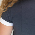 For Horses Gloria Women's Short Sleeve Show Shirt in Black Dots fabric close-up