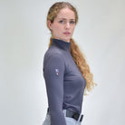 For Horses Isa Women's Long Sleeve Schooling Shirt in Charcoal side view