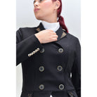 For Horses Isotta Lux Women's Shadbelly gold crystal collar and sleeve buttons, shown in Black
