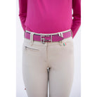 For Horses Joele Kids' Knee Grip Jodhpurs in Tan front waist and belt loop detail