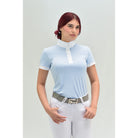 For Horses Magica Women's Short Sleeve Show Shirt in Sky Blue front view