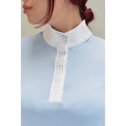 For Horses Magica Women's Short Sleeve Show Shirt in Sky Blue crystal collar and placket
