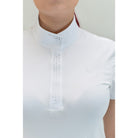 For Horses Magica Women's Short Sleeve Show Shirt in White collar detail