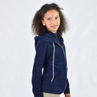 For Horses Mic Kids Zip Hoodie in Navy front view