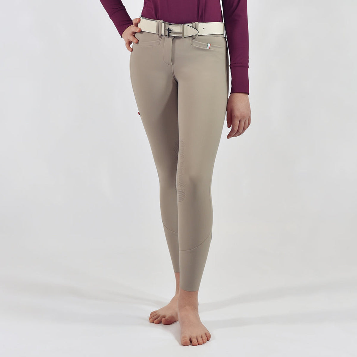For Horses Poppy Girls' Knee Grip Breeches in Beige front view