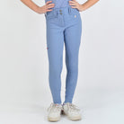 For Horses Poppy Girls' Knee Grip Breeches in Steel Blue front view