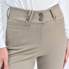 For Horses Rita Women's High Rise Knee Grip Breeches in Beige high waistband detail