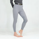 For Horses Rita Women's High Rise Knee Grip Breeches in Dove Gray three-quarter view