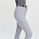 For Horses Rita Women's High Rise Knee Grip Breeches in Dove Gray side view with knee grip