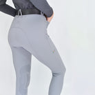 For Horses Rita Women's High Rise Knee Grip Breeches in Dove Gray smooth back detail