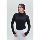 For Horses Willa Women's Long Sleeve Schooling Shirt in Black front view