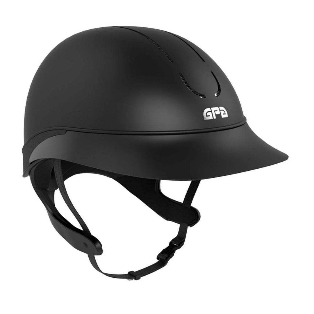 GPA Speed Air Global TLS Equestrian Helmet - Black Matte; on white background | Malvern Saddlery
