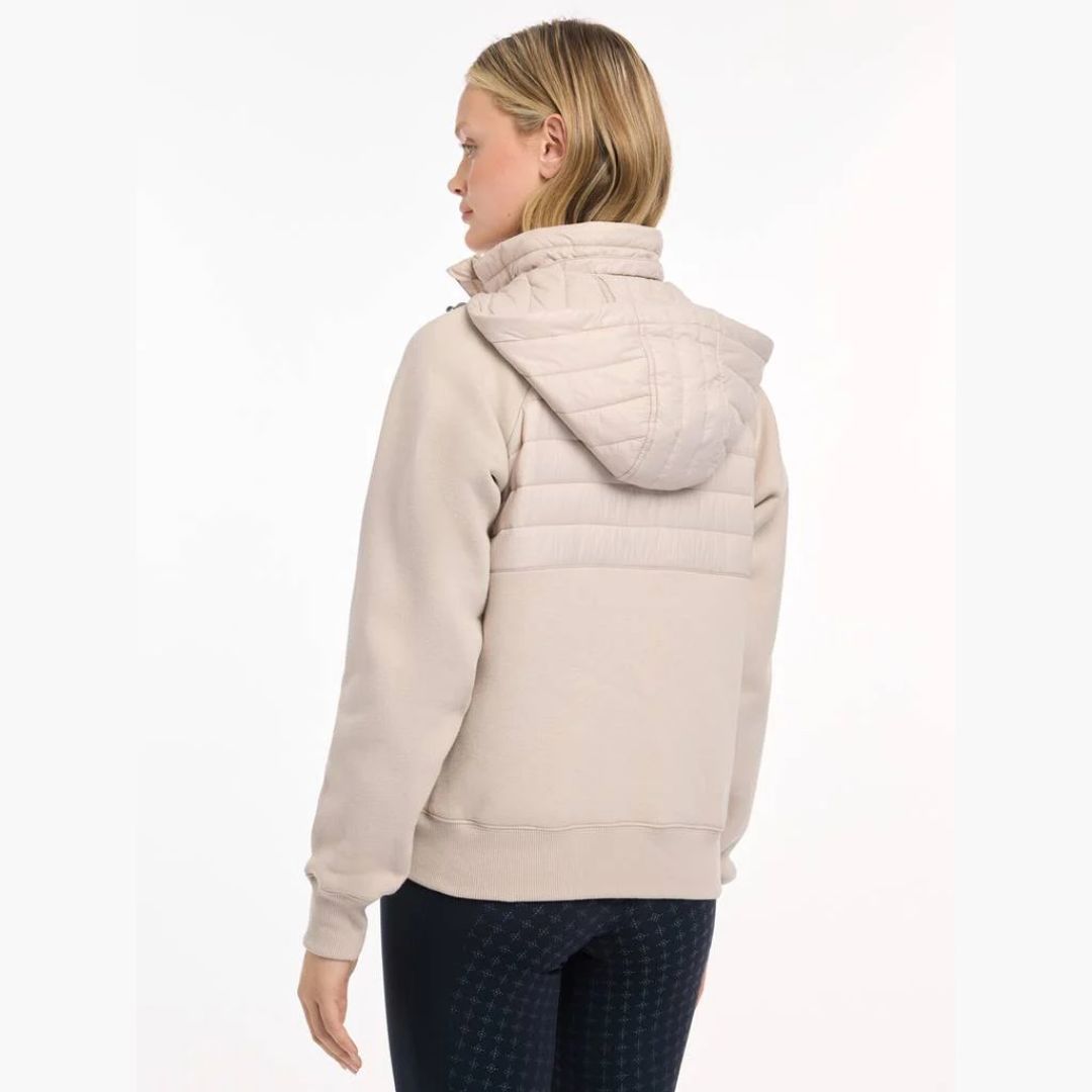 LeMieux Harley Hybrid Pullover Hoodie - Stone, back view | Malvern Saddlery