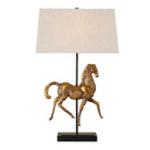 Olsen Equestrian Table Lamp - Decorative table lamp with horse sculpture and white lampshade on white background | Malvern Saddlery