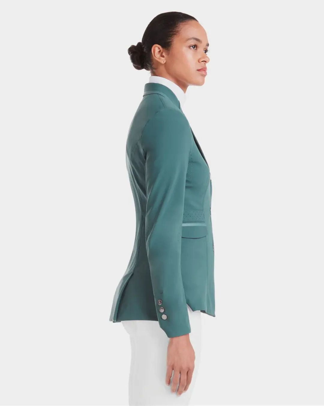 Horse Pilot Aeromade Women's Competition Jacket - Balsam Green, side view | Equestrian Show Coats | Malvern Saddlery