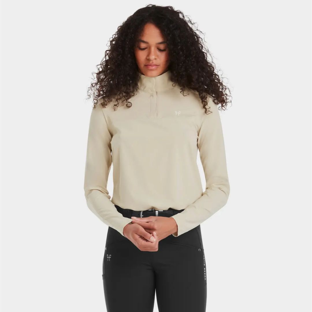 Horse Pilot Sunrise Long Sleeve Shirt - Latte | Ladies Riding Shirts | Malvern Saddlery