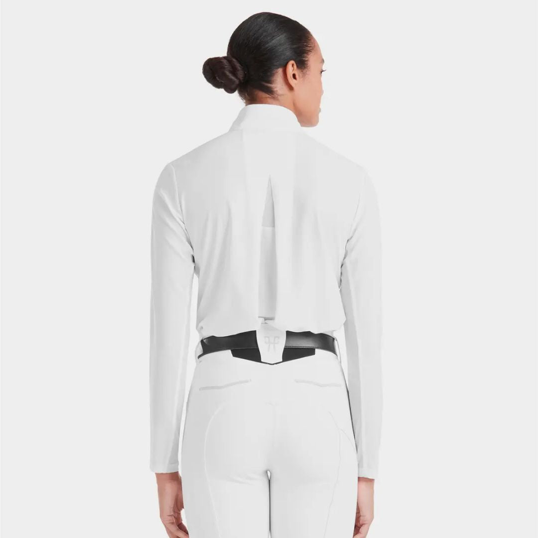 Horse Pilot Sunrise Long Sleeve Shirt - White, back view | Ladies Riding Shirts | Malvern Saddlery