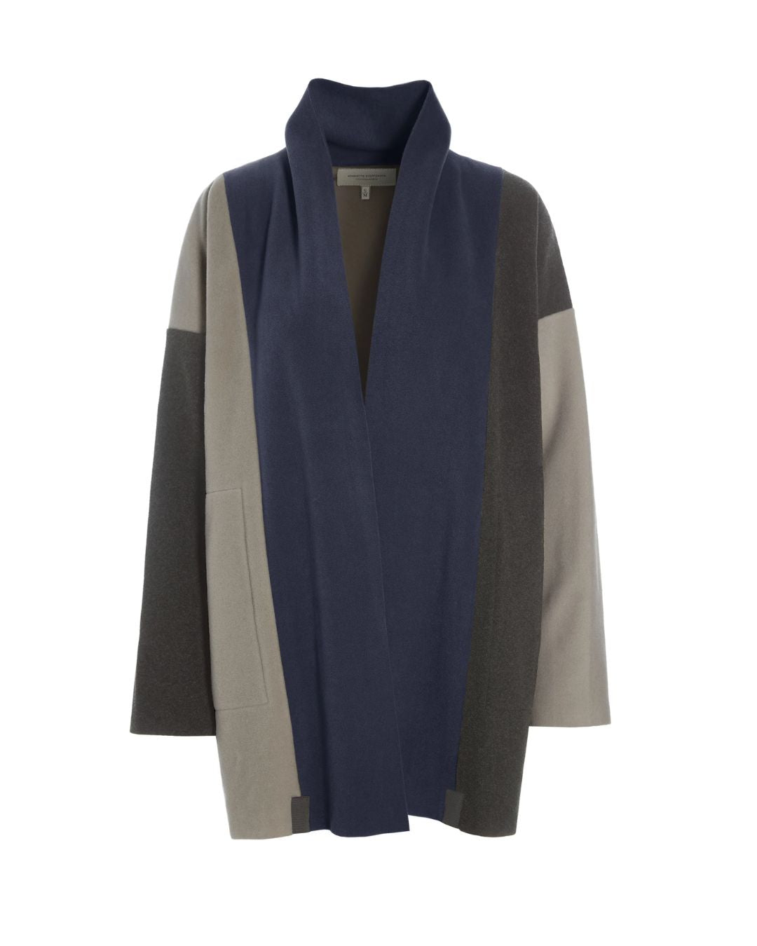 Luxe Fleece Patch Women's Cardigan - Evening Blue/Chocolate/Elephant Gray | Malvern Saddlery