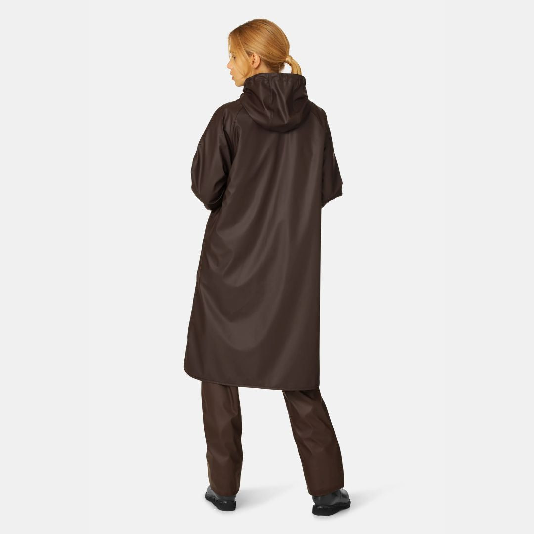 Ilse Jacobsen Raincoat - Ganache Brown - back view  | Malvern Saddlery