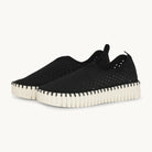 Black Ilse Jacobsen Tulip 3373 Platform Slip-On women's casual shoe with signature laser-cut microfiber and cushioned platform outsole.