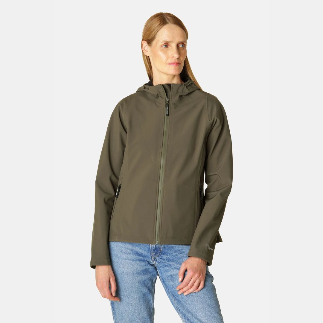 Ilse Jacobsen Short Softshell Raincoat - Olive Green | Women's Outerwear | Malvern Saddlery